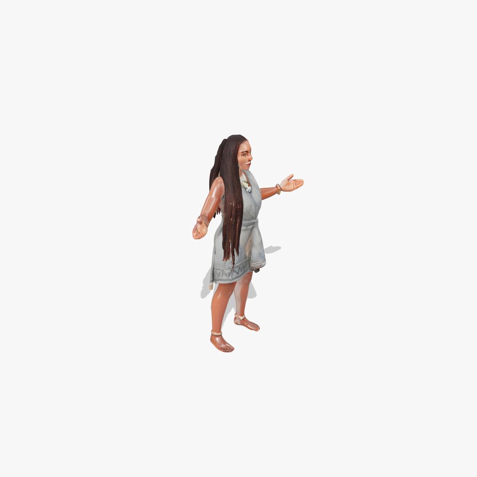 Ornate Tribal Woman Rigged and Animated D Character Model